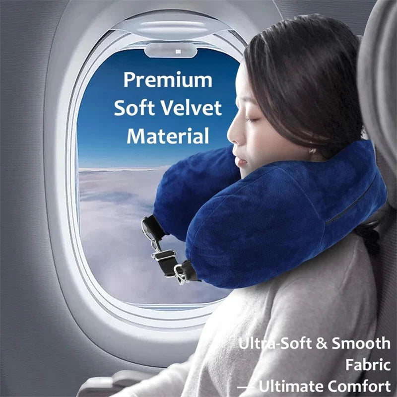 Portable Fillable Neck Pillow Space-Saving Fillable Clothes Neck Pillow Adjustable Comfortable Flannel for Car Train Airplane