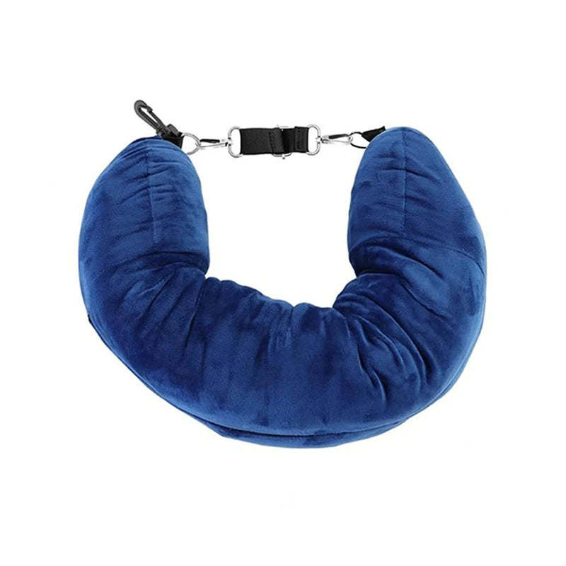 Portable Fillable Neck Pillow Space-Saving Fillable Clothes Neck Pillow Adjustable Comfortable Flannel for Car Train Airplane